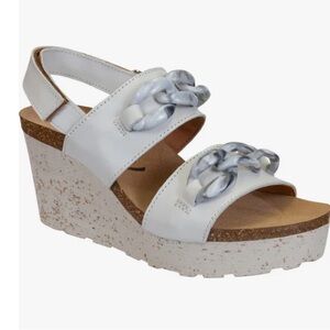 FAIR ISLE CHAMOIS WEDGE SANDALS